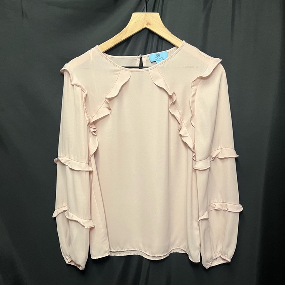 CeCe Light Pink Tiered Ruffle Sleeve Blouse - Picture 3 of 9